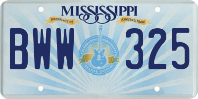 MS license plate BWW325