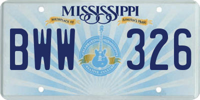 MS license plate BWW326