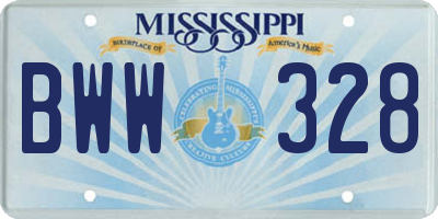 MS license plate BWW328