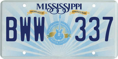 MS license plate BWW337