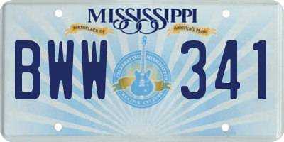 MS license plate BWW341