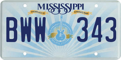 MS license plate BWW343