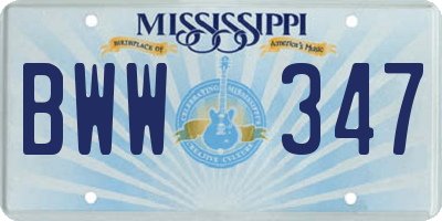 MS license plate BWW347
