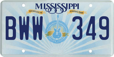 MS license plate BWW349