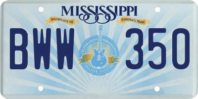 MS license plate BWW350