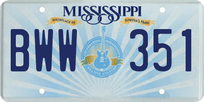 MS license plate BWW351