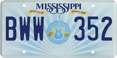 MS license plate BWW352