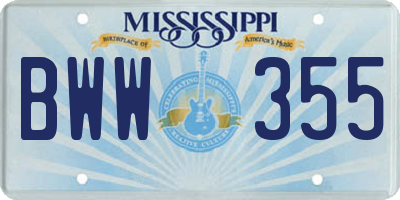 MS license plate BWW355