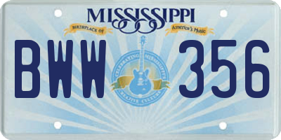 MS license plate BWW356