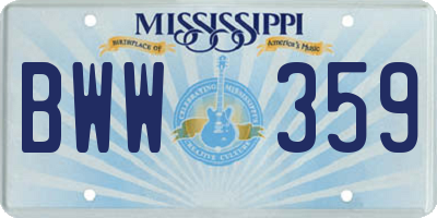 MS license plate BWW359