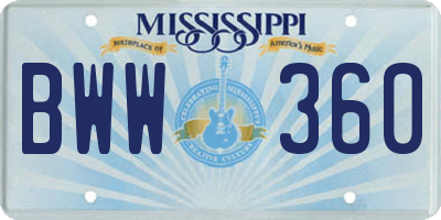 MS license plate BWW360
