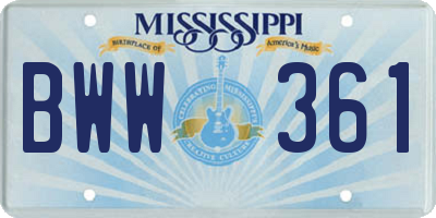 MS license plate BWW361
