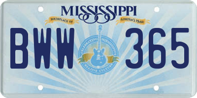 MS license plate BWW365