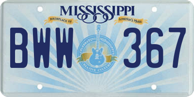 MS license plate BWW367