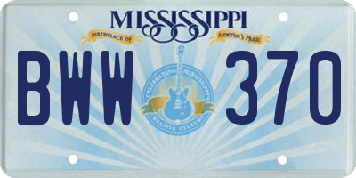 MS license plate BWW370
