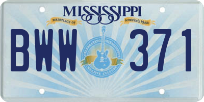 MS license plate BWW371