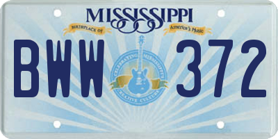 MS license plate BWW372