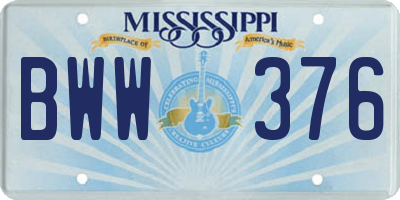 MS license plate BWW376