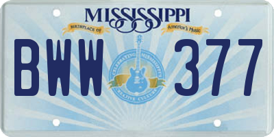 MS license plate BWW377