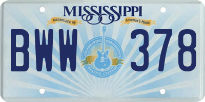 MS license plate BWW378