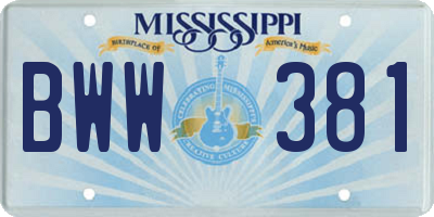 MS license plate BWW381
