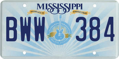 MS license plate BWW384