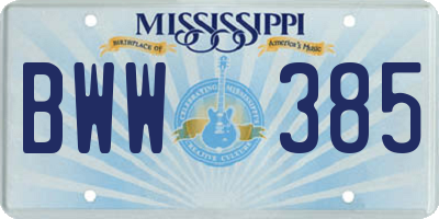 MS license plate BWW385