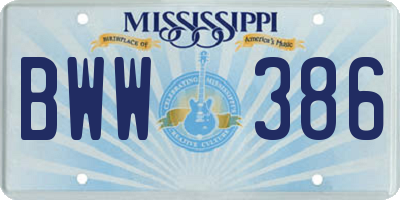MS license plate BWW386