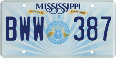 MS license plate BWW387