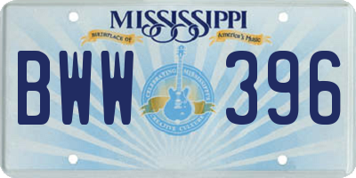 MS license plate BWW396