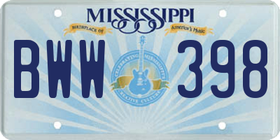 MS license plate BWW398