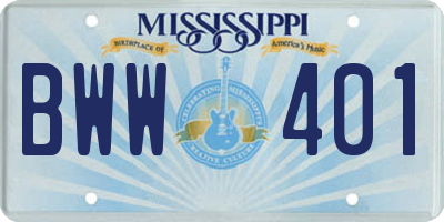 MS license plate BWW401