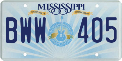 MS license plate BWW405