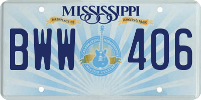 MS license plate BWW406