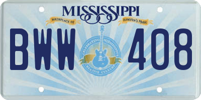 MS license plate BWW408