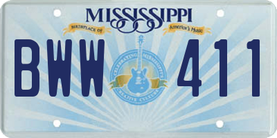 MS license plate BWW411