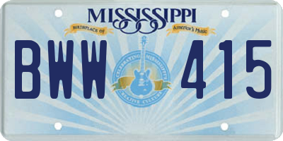 MS license plate BWW415