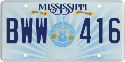 MS license plate BWW416