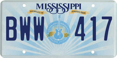 MS license plate BWW417