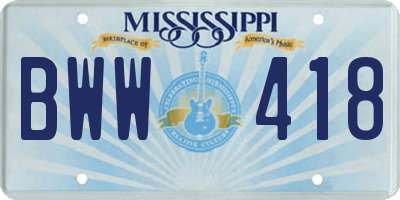 MS license plate BWW418