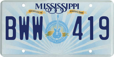 MS license plate BWW419