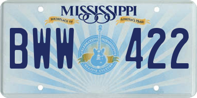 MS license plate BWW422