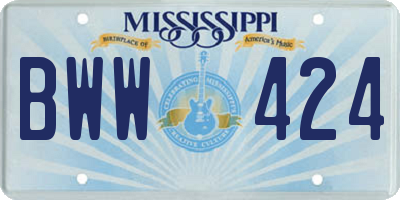 MS license plate BWW424