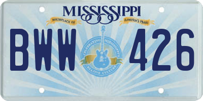 MS license plate BWW426