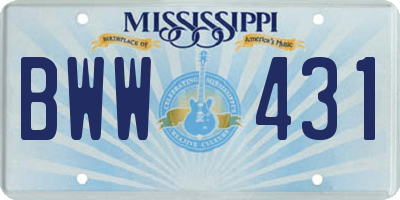 MS license plate BWW431