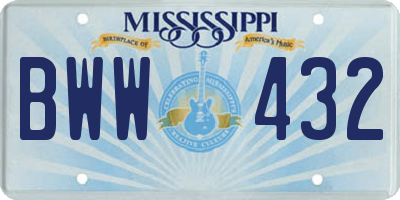 MS license plate BWW432