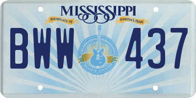 MS license plate BWW437