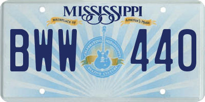 MS license plate BWW440