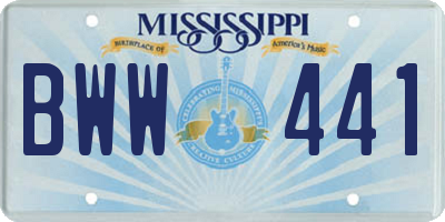 MS license plate BWW441