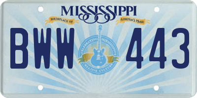 MS license plate BWW443